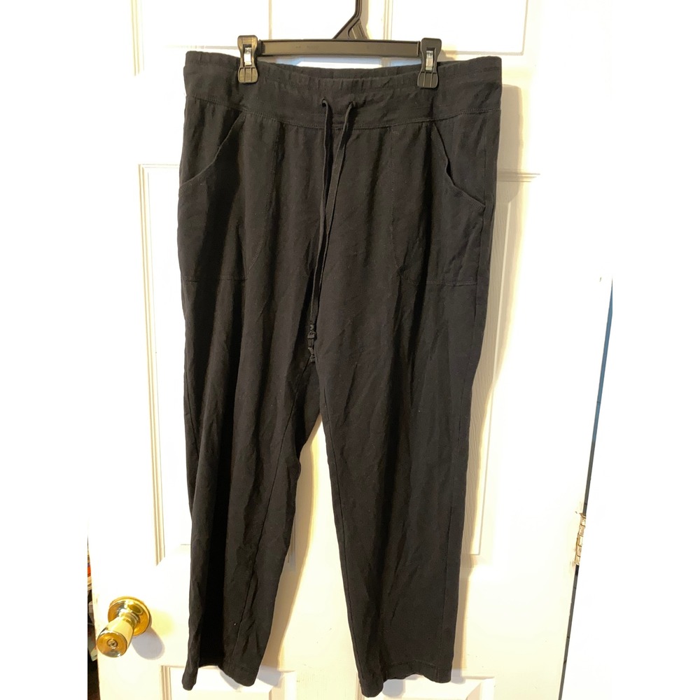 Athletic Works Womens Black Knit Jogger Pants Drawstring Pockets Large L 12-14 P